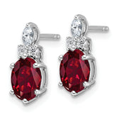 14K White Gold Polished Diamond and Lab Created Ruby Twisted Post Earrings